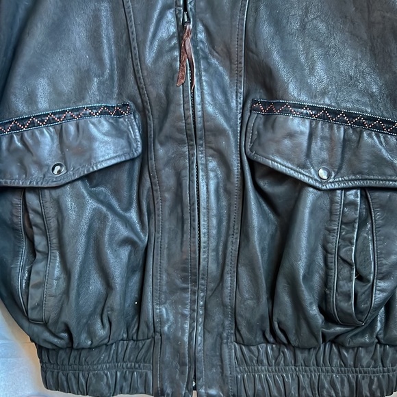 LonePine unisex black leather jacket with design W=M. M=S - Picture 6 of 10
